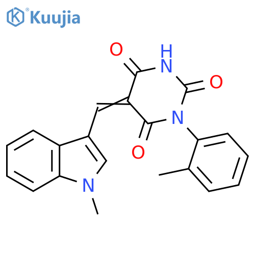 (5Z)-5-(1-methyl-1H-indol-3-yl)methylidene-1-(2-methylphenyl)-1,3-diazinane-2,4,6-trione structure