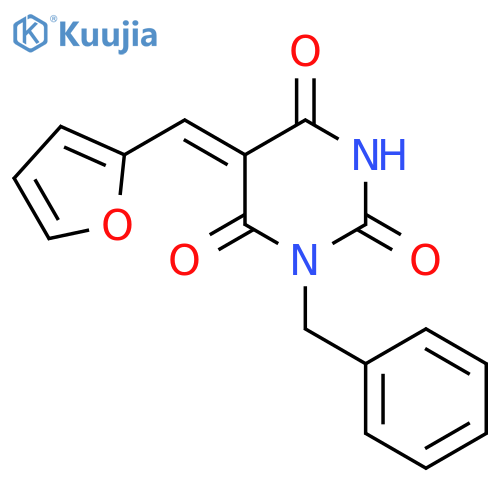 (5Z)-1-benzyl-5-(furan-2-yl)methylidene-1,3-diazinane-2,4,6-trione structure