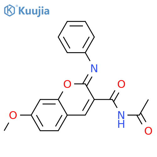 (2Z)-N-acetyl-7-methoxy-2-(phenylimino)-2H-chromene-3-carboxamide structure