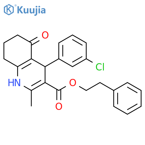 <br>2-phenylethyl 4-(3-chlorophenyl)-2-methyl-5-oxo-1,4,5,6,7,8-hexahydro-3-qui nolinecarboxylate structure