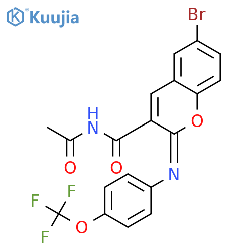 (2Z)-N-acetyl-6-bromo-2-{4-(trifluoromethoxy)phenylimino}-2H-chromene-3-carboxamide structure