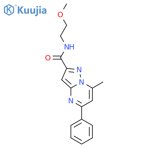 <br>7-Methyl-5-phenyl-pyrazolo[1,5-a]pyrimidine-2-carboxylic acid (2-methoxy-et hyl)-amide structure