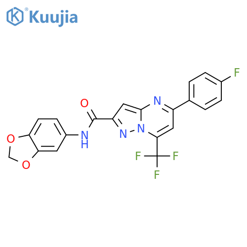 <br>N-1,3-benzodioxol-5-yl-5-(4-fluorophenyl)-7-(trifluoromethyl)pyrazolo[1,5-a ]pyrimidine-2-carboxamide structure