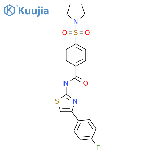 N-(2Z)-4-(4-fluorophenyl)-2,3-dihydro-1,3-thiazol-2-ylidene-4-(pyrrolidine-1-sulfonyl)benzamide structure