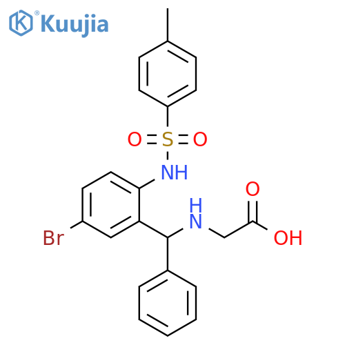 2-({5-bromo-2-(4-methylbenzenesulfonamido)phenyl(phenyl)methyl}amino)acetic acid structure