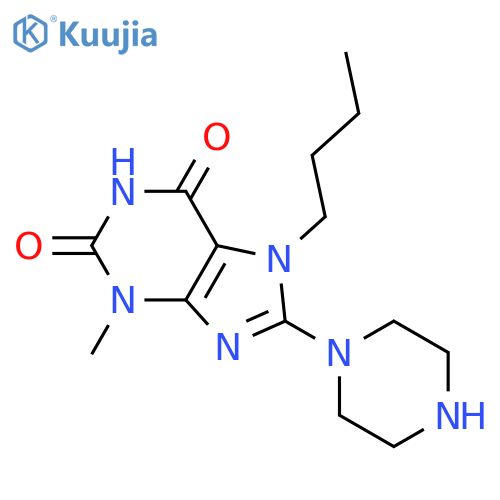 7-butyl-3-methyl-8-(piperazin-1-yl)-2,3,6,7-tetrahydro-1H-purine-2,6-dione structure