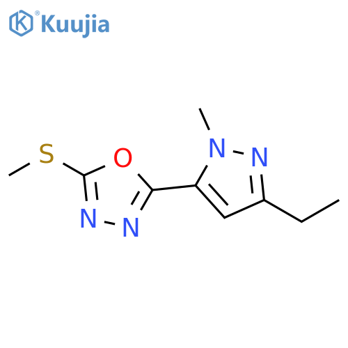 1,3,4-Oxadiazole, 2-(3-ethyl-1-methyl-1H-pyrazol-5-yl)-5-(methylthio)- structure