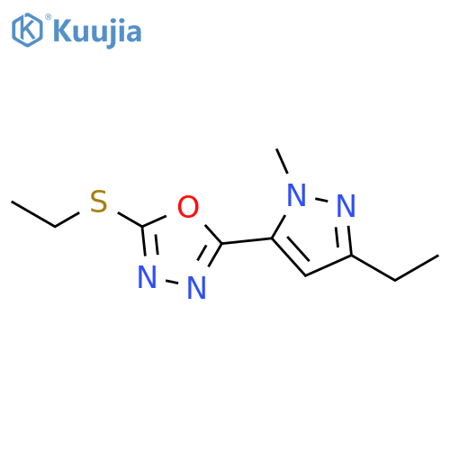 1,3,4-Oxadiazole, 2-(3-ethyl-1-methyl-1H-pyrazol-5-yl)-5-(ethylthio)- structure
