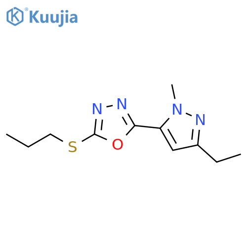 1,3,4-Oxadiazole, 2-(3-ethyl-1-methyl-1H-pyrazol-5-yl)-5-(propylthio)- structure