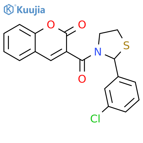3-2-(3-chlorophenyl)-1,3-thiazolidine-3-carbonyl-2H-chromen-2-one structure