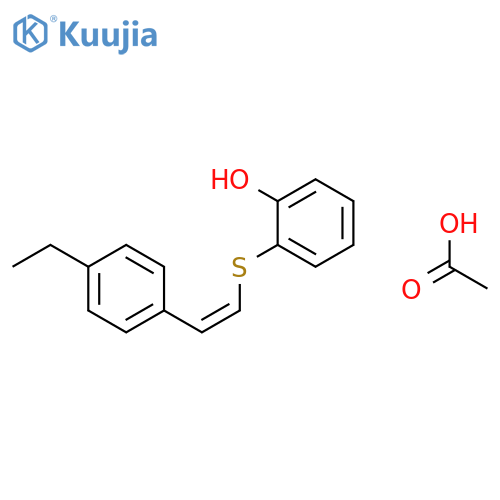 Phenol, 2-[[(1Z)-2-(4-ethylphenyl)ethenyl]thio]-, acetate structure