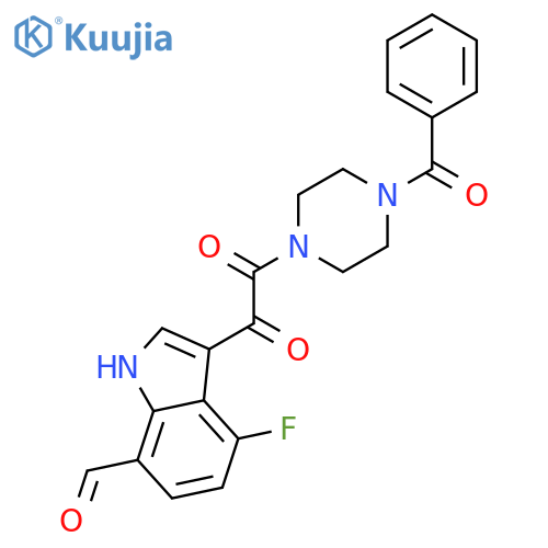 Piperazine, 1-benzoyl-4-[(4-fluoro-7-formyl-1H-indol-3-yl)oxoacetyl]- structure