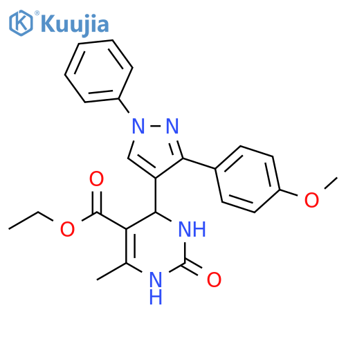 ethyl 4-3-(4-methoxyphenyl)-1-phenyl-1H-pyrazol-4-yl-6-methyl-2-oxo-1,2,3,4-tetrahydropyrimidine-5-carboxylate structure