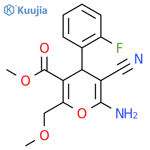 Methyl 6-amino-5-cyano-4-(2-fluorophenyl)-2-(methoxymethyl)-4H-pyran-3-carboxylate structure