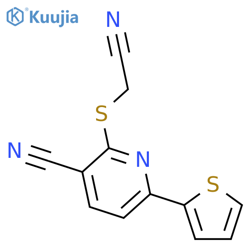 3-PYRIDINECARBONITRILE, 2-[(CYANOMETHYL)THIO]-6-(2-THIENYL)- structure