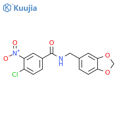 N-(1,3-benzodioxol-5-ylmethyl)-4-chloro-3-nitrobenzamide structure
