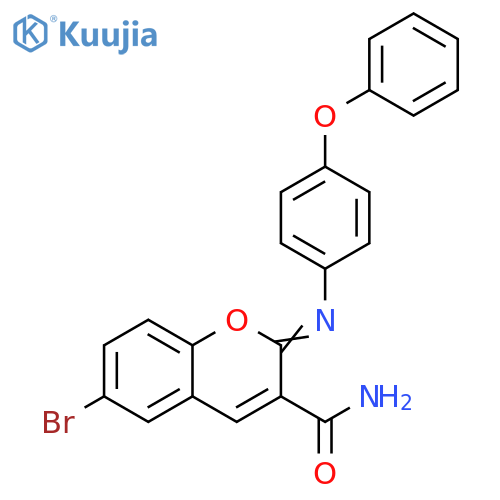 (2Z)-6-bromo-2-[(4-phenoxyphenyl)imino]-2H-chromene-3-carboxamide structure
