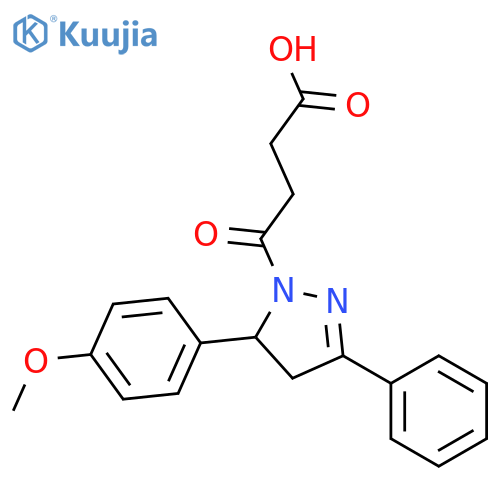 4-5-(4-methoxyphenyl)-3-phenyl-4,5-dihydro-1H-pyrazol-1-yl-4-oxobutanoic acid structure