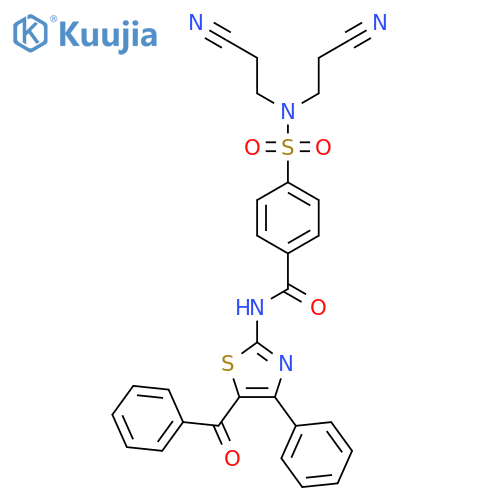 N-(5-benzoyl-4-phenyl-1,3-thiazol-2-yl)-4-bis(2-cyanoethyl)sulfamoylbenzamide structure