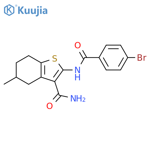 2-(4-bromobenzamido)-5-methyl-4,5,6,7-tetrahydro-1-benzothiophene-3-carboxamide structure