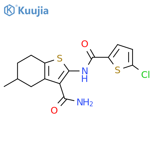 2-(5-chlorothiophene-2-amido)-5-methyl-4,5,6,7-tetrahydro-1-benzothiophene-3-carboxamide structure