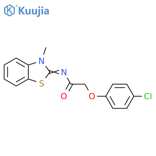 2-(4-chlorophenoxy)-N-(2E)-3-methyl-2,3-dihydro-1,3-benzothiazol-2-ylideneacetamide structure