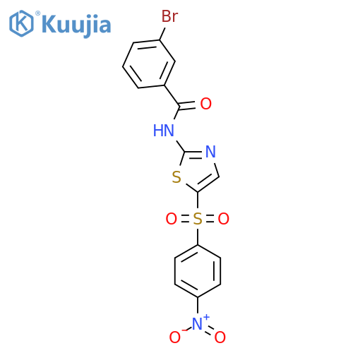3-bromo-N-5-(4-nitrobenzenesulfonyl)-1,3-thiazol-2-ylbenzamide structure