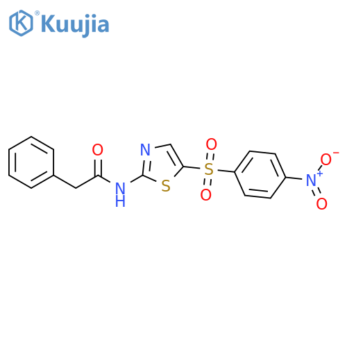 N-5-(4-nitrobenzenesulfonyl)-1,3-thiazol-2-yl-2-phenylacetamide structure