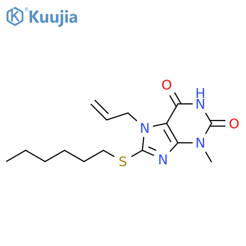 8-(hexylsulfanyl)-3-methyl-7-(prop-2-en-1-yl)-2,3,6,7-tetrahydro-1H-purine-2,6-dione structure