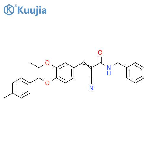 (2Z)-N-benzyl-2-cyano-3-{3-ethoxy-4-[(4-methylbenzyl)oxy]phenyl}prop-2-enamide structure