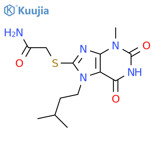 2-{3-methyl-7-(3-methylbutyl)-2,6-dioxo-2,3,6,7-tetrahydro-1H-purin-8-ylsulfanyl}acetamide structure