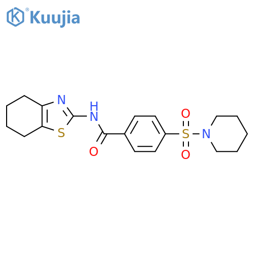 4-(piperidine-1-sulfonyl)-N-(4,5,6,7-tetrahydro-1,3-benzothiazol-2-yl)benzamide structure