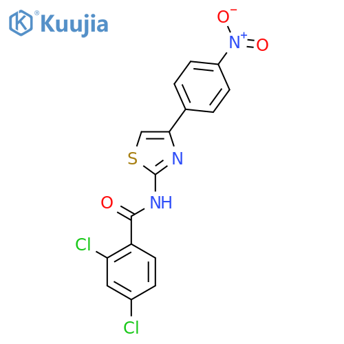 2,4-dichloro-N-(2E)-4-(4-nitrophenyl)-2,3-dihydro-1,3-thiazol-2-ylidenebenzamide structure