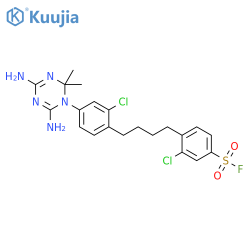 Benzenesulfonylfluoride,3-chloro-4-[4-[2-chloro-4-(4,6-diamino-2,2-dimethyl-1,3,5-triazin-1(2H)-yl)phenyl]butyl]- structure