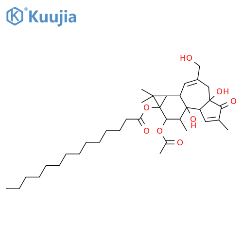 (1aR,1bS,4aR,7aS,7bS,8R)-9-(acetyloxy)-4a,7b-dihydroxy-3-(hydroxymethyl)-1,1,6,8-tetramethyl-5-oxo-1,1a,1b,4,4a,5,7a,7b,8,9-decahydro-9aH-cyclopropa[3,4]benzo[1,2-e]azulen-9a-yl tetradecanoate structure