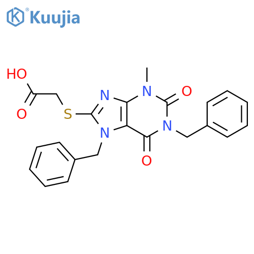 2-(1,7-dibenzyl-3-methyl-2,6-dioxo-2,3,6,7-tetrahydro-1H-purin-8-yl)sulfanylacetic acid structure