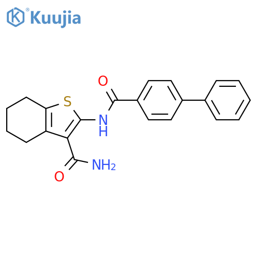 2-{1,1'-biphenyl-4-amido}-4,5,6,7-tetrahydro-1-benzothiophene-3-carboxamide structure
