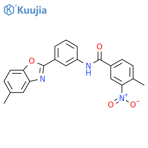 3-nitro-4-methyl-N-[3-(5-methyl-1,3-benzoxazol-2-yl)phenyl]benzamide structure
