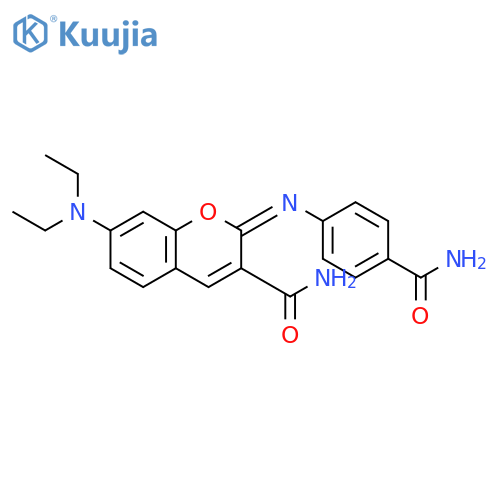(2Z)-2-(4-carbamoylphenyl)imino-7-(diethylamino)-2H-chromene-3-carboxamide structure