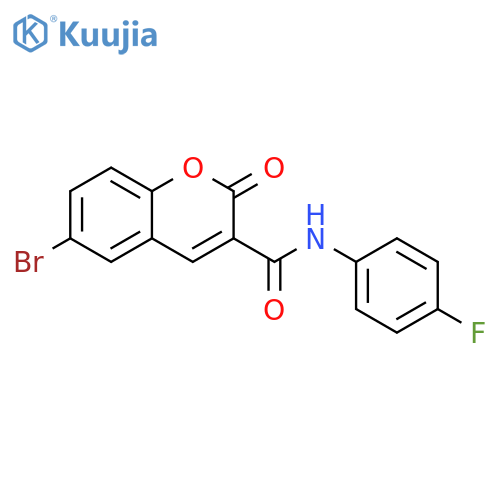 6-bromo-N-(4-fluorophenyl)-2-oxo-2H-chromene-3-carboxamide structure