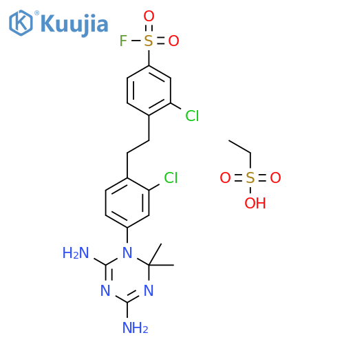 3-chloro-4-[2-[2-chloro-4-(4,6-diamino-2,2-dimethyl-1,3,5-triazin-1-yl)phenyl]ethyl]benzenesulfonyl fluoride,ethanesulfonic acid structure