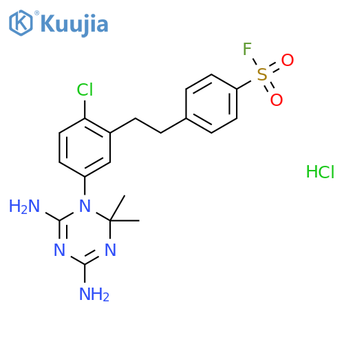 Benzenesulfonylfluoride,4-[2-[2-chloro-5-(4,6-diamino-2,2-dimethyl-1,3,5-triazin-1(2H)-yl)phenyl]ethyl]-,hydrochloride (1:1) structure