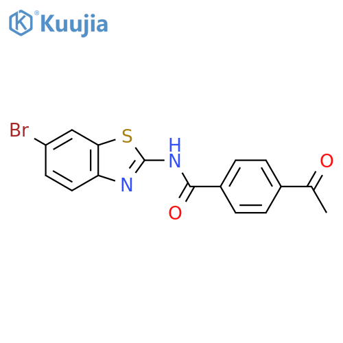 4-acetyl-N-(6-bromo-1,3-benzothiazol-2-yl)benzamide structure