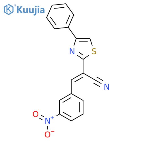 (2E)-3-(3-nitrophenyl)-2-(4-phenyl-1,3-thiazol-2-yl)prop-2-enenitrile structure