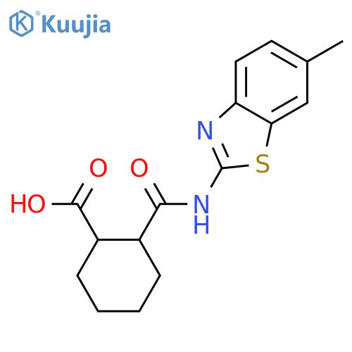 2-(6-methyl-1,3-benzothiazol-2-yl)carbamoylcyclohexane-1-carboxylic acid structure
