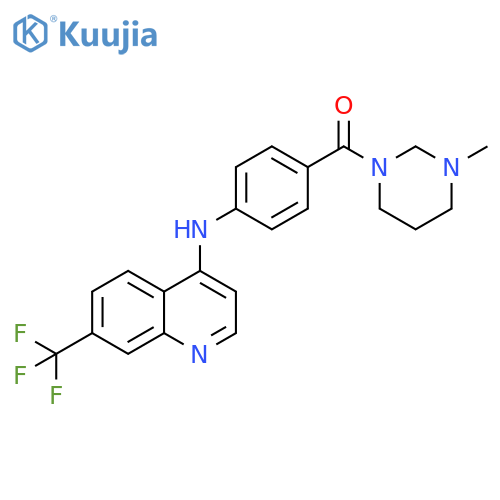 Pyrimidine,hexahydro-1-methyl-3-[4-[[7-(trifluoromethyl)-4-quinolinyl]amino]benzoyl]- structure