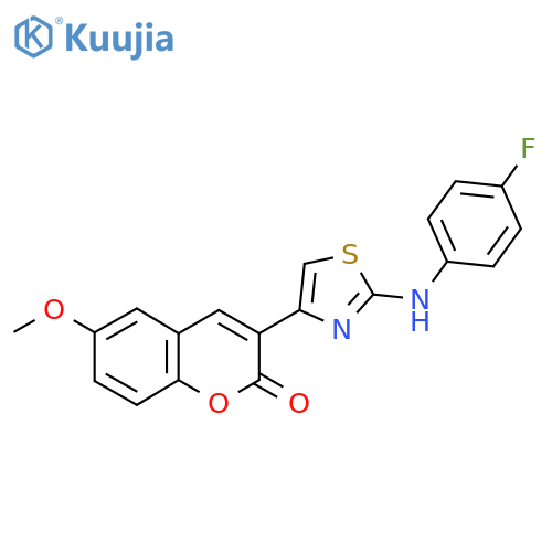 3-{2-[(4-fluorophenyl)amino]-1,3-thiazol-4-yl}-6-methoxy-2H-chromen-2-one structure