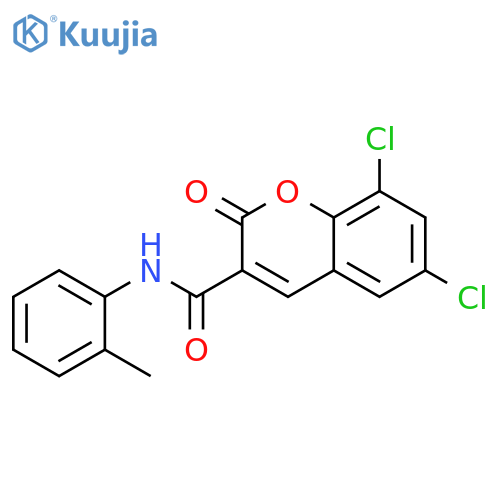 6,8-dichloro-N-(2-methylphenyl)-2-oxo-2H-chromene-3-carboxamide structure