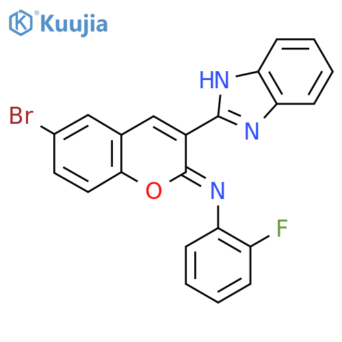 (2Z)-3-(1H-1,3-benzodiazol-2-yl)-6-bromo-N-(2-fluorophenyl)-2H-chromen-2-imine structure