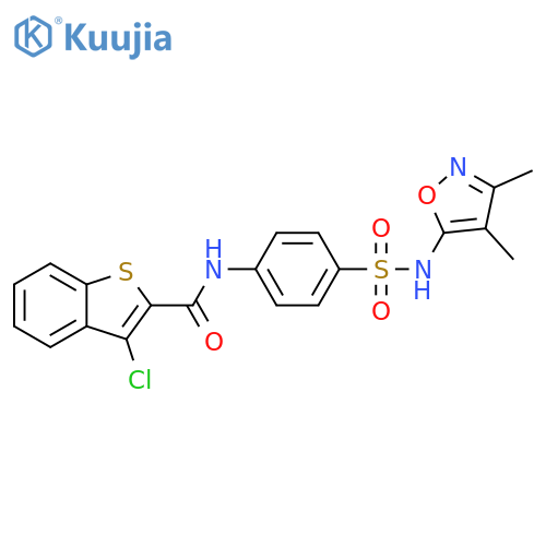 3-chloro-N-{4-[(3,4-dimethyl-1,2-oxazol-5-yl)sulfamoyl]phenyl}-1-benzothiophene-2-carboxamide structure